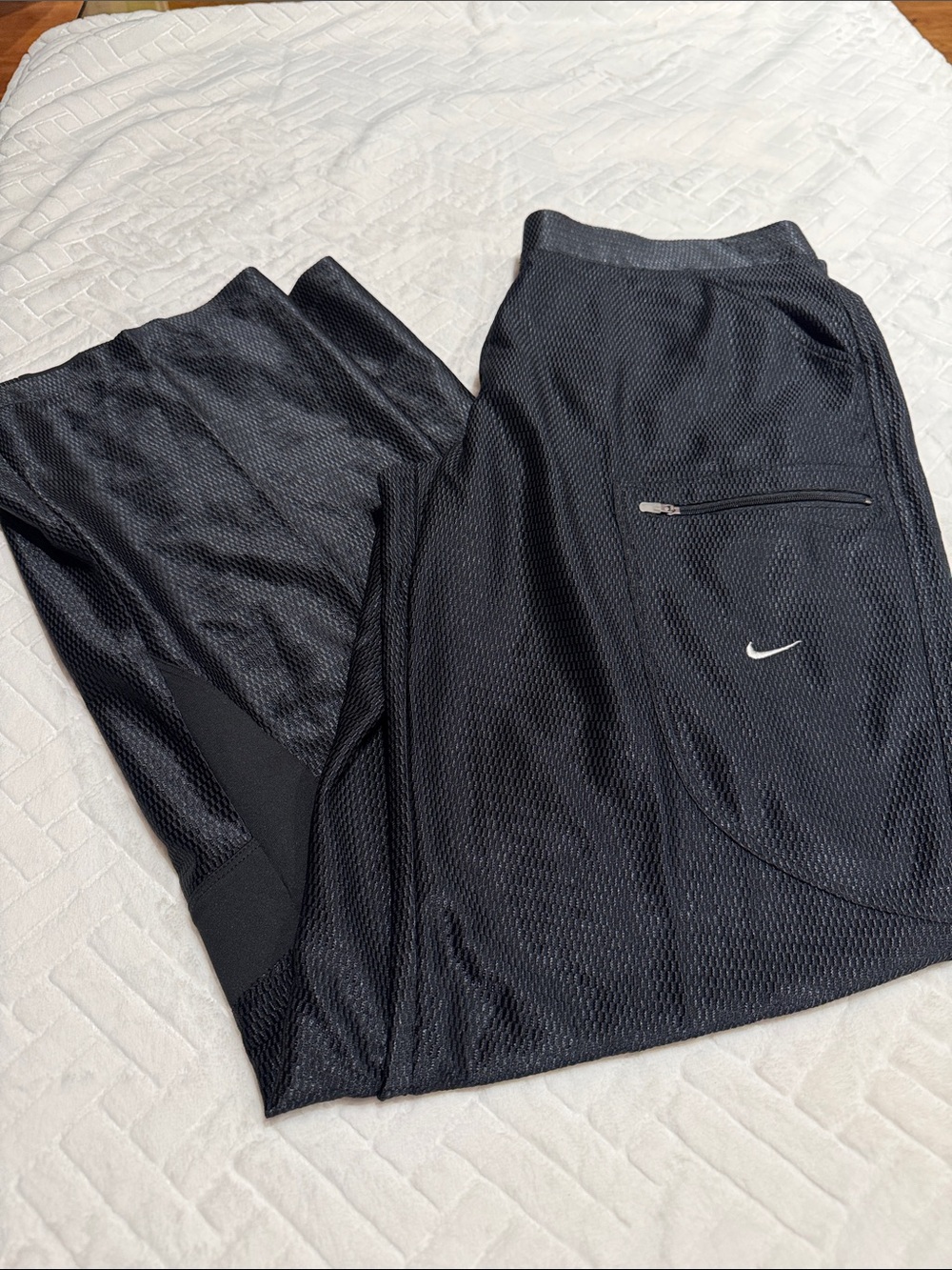 Nike Men’s Black Mesh Jogger Pants with Zip Pocket